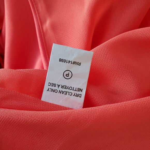 Ramy Brook Becky Gown Plunge Neck Satin Slit Maxi Dress Guava Pink Coral Size 4 - Picture 13 of 14